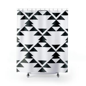 Moroccan Mosaic Shower Curtain, Black and White Geometric Curtain, Abstract Shower Curtain Bathroom Decor
