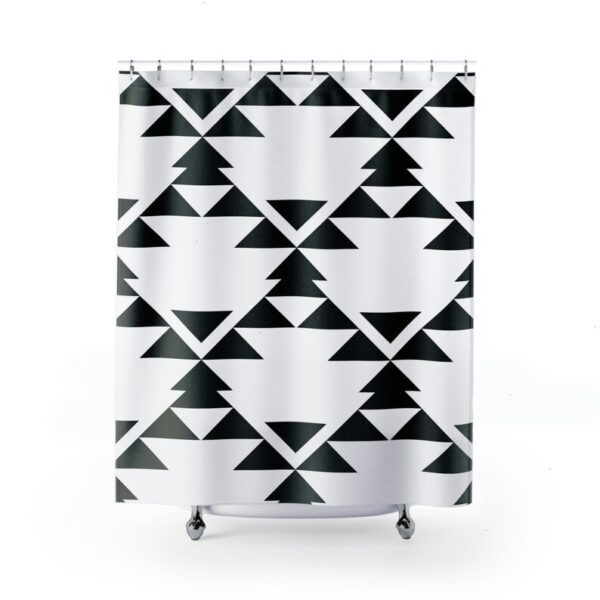 Moroccan Mosaic Shower Curtain, Black and White Geometric Curtain, Abstract Shower Curtain Bathroom Decor
