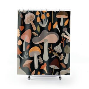 Mushroom Shower Curtain, Boho Shower Curtain, Midcentury Modern Shower Curtain, Cottage Core Bathroom Decor
