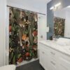 Mushroom Shower Curtain, Midcentury Modern Curtain, Retro Boho Shower Curtain, Cottage core Curtain, Gothic Shower