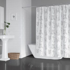 Naked Women Shower Curtain, Black and White Bath Curtain featuring Nude Line Drawings, Modern Feminine Bathroom Decor