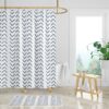 Navy Blue White Mudcloth Print Shower Curtain, Minimalist Bath Curtain, Modern Bathroom Decor