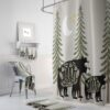 Nordic Bear Shower Curtain, Woodland, Rustic Country, Bathroom Decor, Bear Shower Curtain
