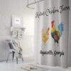Personalized Chicken Farm Shower Curtain Farmhouse Chic Faux Burlap Optional Bath Mat
