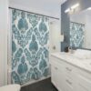 Personalized Color Vintage Damask Print Shower Curtain, Fancy Shower Curtain, Blue Home Decor, Abstract Shower Curtain
