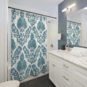 Personalized Color Vintage Damask Print Shower Curtain, Fancy Shower Curtain, Blue Home Decor, Abstract Shower Curtain