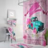 Personalized Retro Shower Curtain, Boho Shower Curtain, Old Truck Shower Curtain, Pink Shower Curtain