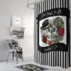 Personalized Sugar Skull Shower Curtain, Kissing Skulls, Day Of The Dead Bathroom Decor