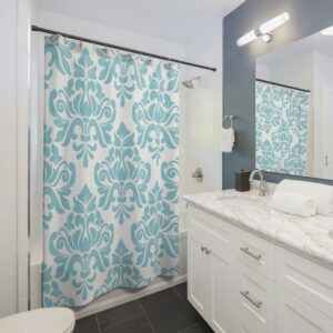 Personalized Vintage Damask Print Shower Curtain, Fancy Shower Curtain, Abstract Baroque Shower Curtain, Vintage Bath Decor