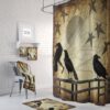 Primitive Grunge Shower Curtain Rustic Crows and Stars Country Farmhouse Decor, Bath Mat, Towels Options