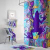 Purple Frog Shower Curtain, Hippie Psychedelic Style Bath Items, Bath Towels, Hand Towels, Bath Mats Available