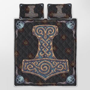 Quilt Bed Set – Viking Hammer – Viking Quilt Bedding Set Throw, Twin, Queen, King Size, Viking Quilt Bedding Set Blanket, Viking Quilt For Bedroom, Gifts for Viking Lover
