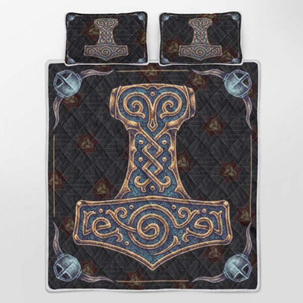 Quilt Bed Set – Viking Hammer – Viking Quilt Bedding Set Throw, Twin, Queen, King Size, Viking Quilt Bedding Set Blanket, Viking Quilt For Bedroom, Gifts for Viking Lover