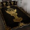 Raven Mjolnir Viking Quilt Set Throw, Twin, Queen, King Size, Viking Quilt Bedding Set Blanket, Viking Quilt For Bedroom, Gifts for Viking Lover