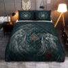 Raven & ValknutQ uilt Bed Set, Viking Quilt Bedding Set Throw, Twin, Queen, King Size, Viking Quilt Bedding Set Blanket, Viking Quilt For Bedroom, Gifts for Viking Lover
