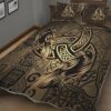 Raven with Horn Of Odin - Viking Quilt Set Throw, Twin, Queen, King Size, Viking Quilt Bedding Set Blanket, Viking Quilt For Bedroom, Gifts for Viking Lover