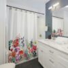 Red Botanical Wild Floral Shower Curtain, Wildflowers Shower Curtain, Floral Shower Curtain, Boho Shower Curtain