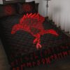 Red Raven Rune Viking On Black Quilt Bedset, Viking Quilt Bedding Set Blanket, Viking Quilt For Bedroom, Gifts for Viking Lover