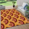 Retro 70s Heart Seamless Hippie Rainbow Area Rug Outdoor Patio Rug Play Mat Floor Mat Modern Carpet Non-Slip Home Decor Living Room Bedroom Nursery