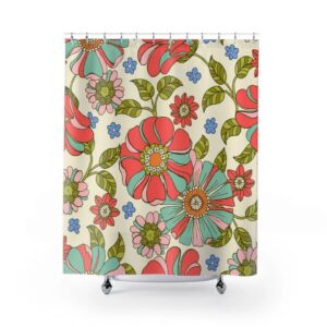 Retro 70s Shower Curtain, Groovy Shower Curtain, Hippie Shower Curtain Decor, Funky Bathroom Curtain