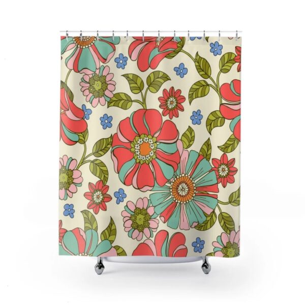Retro 70s Shower Curtain, Groovy Shower Curtain, Hippie Shower Curtain Decor, Funky Bathroom Curtain