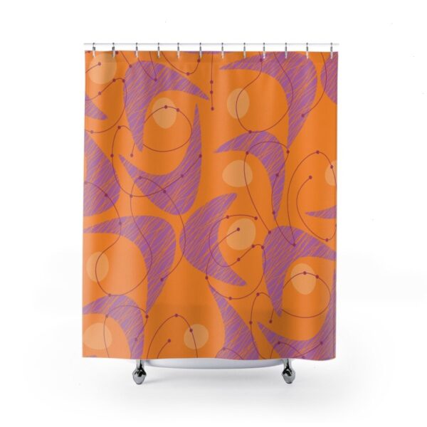 Retro Abstract Shower Curtain, Bathroom Decor Design, Modern Art Print, Housewarming Gift, Unique Gift Idea
