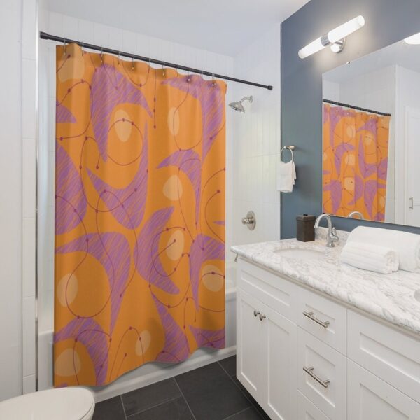 Retro Abstract Shower Curtain, Bathroom Decor Design, Modern Art Print, Housewarming Gift, Unique Gift Idea