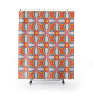 Retro Print Shower Curtain, Bathroom Decor and Design, Gift Idea, Shower Design, House Warming Gift