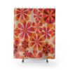 Retro Print Shower Curtain, Groovy Shower Curtain, 70s Aesthetic Decor, Hippie Shower Curtain Decor