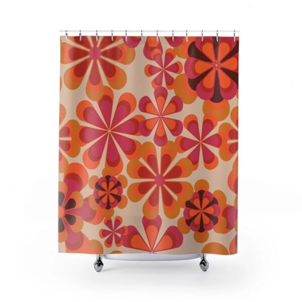 Retro Print Shower Curtain, Groovy Shower Curtain, 70s Aesthetic Decor, Hippie Shower Curtain Decor