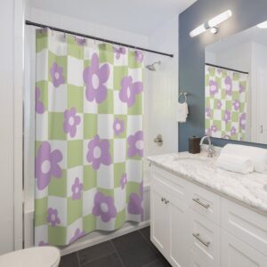 Retro Shower Curtain Abstract Art, Bathroom Decor Design, Modern Art Print, Housewarming Gift, Unique Gift