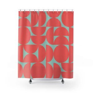 Retro Shower Curtain, Abstract Art, Bathroom Decor Design, Modern Art Print, Housewarming Gift, Unique Gift Idea
