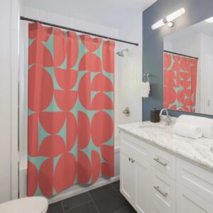 Retro Shower Curtain, Abstract Art, Bathroom Decor Design, Modern Art Print, Housewarming Gift, Unique Gift Idea