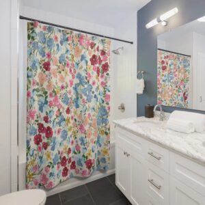 Retro Shower Curtain, Abstract Art, Bathroom Decor, Housewarming Gift, Unique Gift Idea