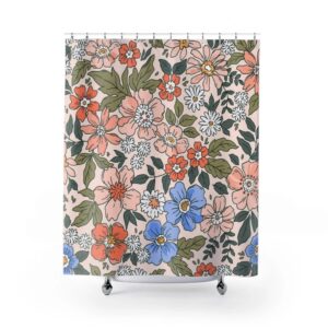 Retro Shower Curtain Bathroom Decor Design, Modern Art Print, Housewarming Gift, Unique Gift Idea