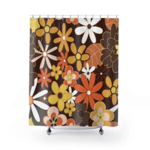 Retro Shower Curtain, Groovy Shower Curtain, 70s Aesthetic Decor, Hippie Shower Curtain Decor, Funky Bathroom Curtain