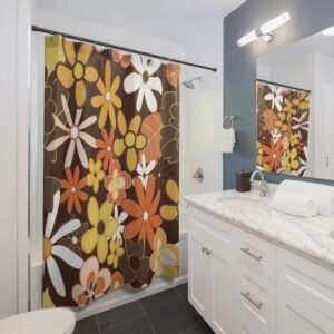Retro Shower Curtain, Groovy Shower Curtain, 70s Aesthetic Decor, Hippie Shower Curtain Decor, Funky Bathroom Curtain