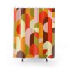 Retro Shower Curtain, Modern Abstract Art, Bathroom Decor Design, Modern Art Print, Housewarming Gift, Unique Gift Idea