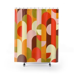 Retro Shower Curtain, Modern Abstract Art, Bathroom Decor Design, Modern Art Print, Housewarming Gift, Unique Gift Idea