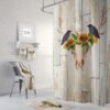 Rustic Shower Curtain, Antlers, Sunflowers Crow, Rustic Wood, Optional Bath, Bath Towels Mat Bathroom Set