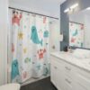 Sea Animals Theme Shower Curtain, Ocean Theme Shower Curtain, Coastal Bathroom, Fish Shower Curtain, Bathroom Decor
