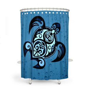 Sea Turtle Shower Curtain, Blue, Nautical Bathroom Decor, Turtle Towels, Turtle Bath Mat
