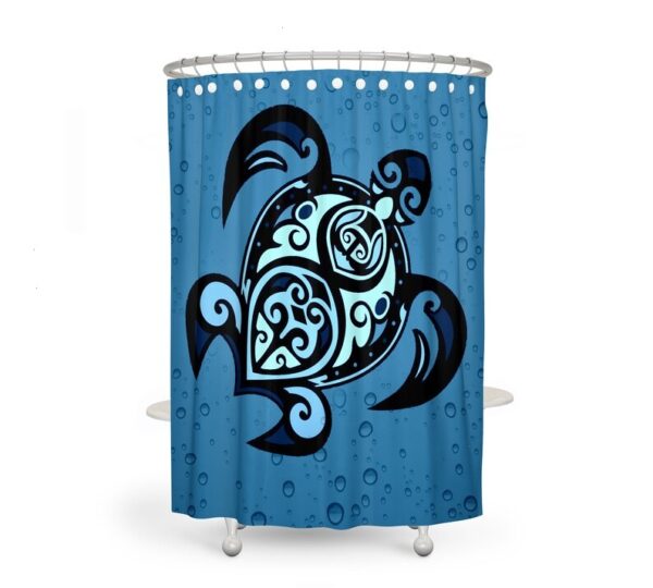 Sea Turtle Shower Curtain, Blue, Nautical Bathroom Decor, Turtle Towels, Turtle Bath Mat