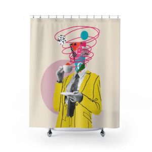 Shower Curtain, Abstract Art Print Home Decor, Bathroom Decor, Unique Housewarming Gift, Retro Shower Curtain