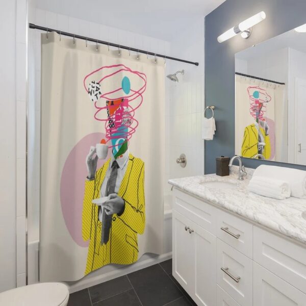 Shower Curtain, Abstract Art Print Home Decor, Bathroom Decor, Unique Housewarming Gift, Retro Shower Curtain