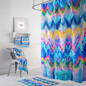 Shower Curtain, Boho Hippie, Faux Tie-Dye, Optional Towels, Bath Mat, Colorful Bathroom Decor