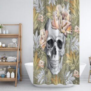 Shower Curtain, Calavera Floral Skull, Sugar Skulls, Day Of The Dead, Bath Mat, Bath Towels