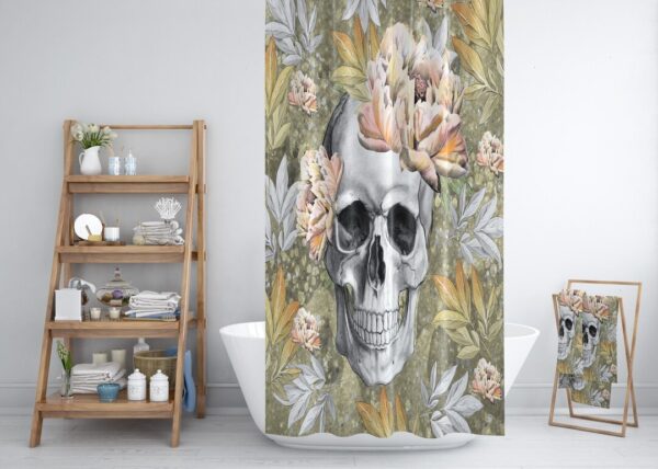 Shower Curtain, Calavera Floral Skull, Sugar Skulls, Day Of The Dead, Bath Mat, Bath Towels