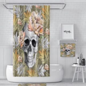 Shower Curtain, Calavera Floral Skull, Sugar Skulls, Day Of The Dead, Bath Mat, Bath Towels
