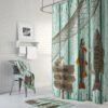 Shower Curtain Fishing Grunge Primitive Weathered Wood Lake House Cabin Rustic Lodge, Optional Bath Mat, Bath Towels